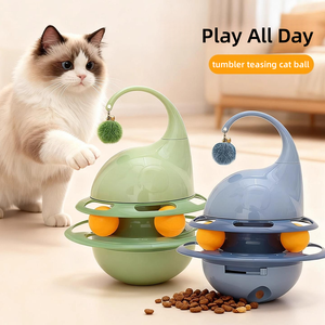 Giocattolo Multifunzionale per Gatti con Piattaforma Girevole e Spinner, Design Anti-Spreco di Cibo, Materiale PP ABS e Ferro Pesante - Product Image 1