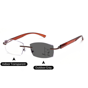 Lunettes de <span class=keywords><strong>presbytie</strong></span> photochromiques sans monture pour hommes, lunettes de lecture de qualité anti-lumière bleue, verres bloquant la lumière bleue UV400 - Product Image 3