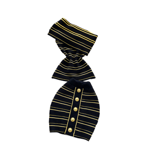 <b>Sexy</b> 2 Piece <b>Set</b> for Women One-shoulder Top and High Waist Striped Knitted Hip Skirts 100% Polyester Wholesale - Product Image 1