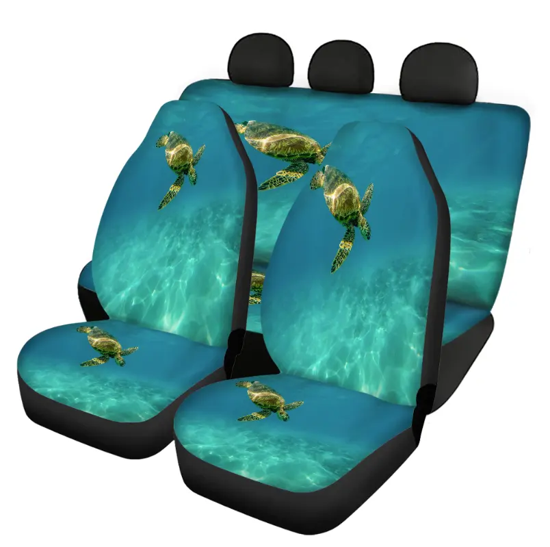 Fundas de asiento de coche Universal Truck Van Seat Cover Lovely Sea Turtle 3D Print Trendy Seat Protect Cover 2 PCs Set Lavable