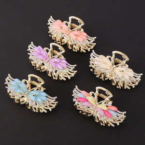 Pince à cheveux pour femmes, taille moyenne, en alliage de zinc, accessoire pour coiffure mi-attachée, design fleur de perle, usage quotidien - Product Image 2