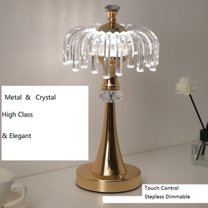 Dokunmatik Ctrl Kısılabilir LED Rahat Göz Koruyucu Metal Kristal Sanat Masa Lambası Başucu Masa Dekoru İç Mekan Gece Lambası Tatil Partisi - Product Image 5