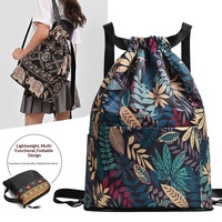 Sac à dos pliable tendance avec impression intégrale, imperméable, pour la gym, les voyages, et les activités de plein air, sac à cordon décontracté