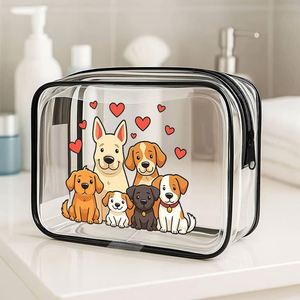 Trousse de maquillage Beagles Design - Organisateur de maquillage avec imprimé cœur et patte et couvercle transparent, idéal pour les amoureux des chiens et des Beagles - Product Image 3