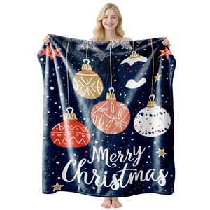 Merry Christmas Printed Plush Throw Blanket Rectangular Anti-Pilling Home Use Winter Classic Style <b>Machine</b> Washable - Product Image 6