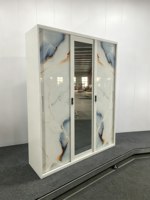 Armoire moderne de luxe en acier avec porte coulissante et panneau en verre à motif marbré