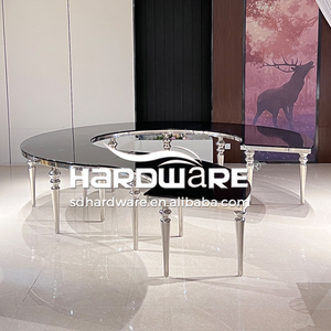Tavolo da pranzo in vetro a forma di specchio nero moderno di alta qualità per matrimoni ed eventi - Product Image 3