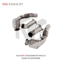 Sistem Knalpot Stainless Steel ING Downpipe untuk BMW X5m X6m F95 F96 LCI Dengan Pelindung Panas, Part Pipa Performa Otomotif