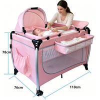 Lit de voyage de luxe pour bébé de 0 à 3 ans avec fonction lit d'appoint, design moderne pour chambre à coucher, OEM/ODM disponible