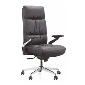 Lüks Modern yüksek geri siyah kahverengi hakiki deri ofis döner yönetici sandalyesi