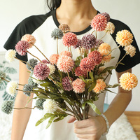 O-X0113 Pissenlit Boules branches De Fleurs artificielles Faux Plantes Vertes 5 Têtes Tige Unique Pissenlit Artificielle Bouquet de Fleurs