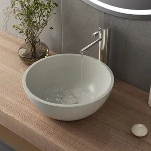 Concrete Handmade Commercial Sink Countertop Bathroom Cement Round Hand Wash Above Counter Grey Art Basin Bowl