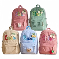 Sac à dos personnalisé en velours côtelé pour étudiants, sac d'école mignon avec nom brodé sur mesure, sac à livres pour enfants, cadeau d'anniversaire