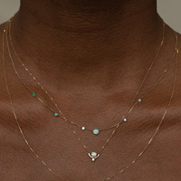 Kalung Opal Kompak HL Blue Tears dengan Retensi Warna Tinggi, Lapisan Emas Ganda, Kalung Baja Tahan Karat