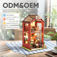 Kit de maison miniature DIY OEM, bibliothèque de Martin, artisanat en bois, métal, plastique, papier, lumière LED, puzzle en bois 3D, cadeau fait main pour adolescents