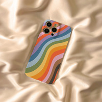 Coque de téléphone style bande arc-en-ciel - Adhésif magnétique deux-en-un pour recharge sans fil antichoc pour iPhone 17 16 15 14 13 12 11