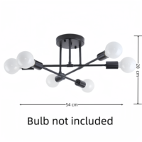 Lustre Semi-Encastré Industriel Minimaliste, Suspension Décorative Noire, Plafonnier Satellite pour Chambre à Coucher et Salon