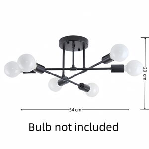 Candelabros Industriales Semi Empotrados Luz Colgante Decorativa Minimalista Lámparas de Techo Satélite Negras para Dormitorio Sala de Estar - Product Image 2