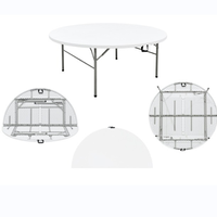 Q-43 Table de salle à manger moderne pliable en plastique HDPE durable et économique avec structure métallique pour salle de banquet et mobilier d'extérieur – Ventes Flash