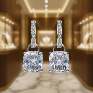 Orecchini Pendenti di Lusso Viamo con Cristalli Blu Mare, Placcati in Rodio, Gioielli da Donna per Uso Quotidiano - Product Image 2