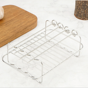 Juego de 4 Brochetas para Barbacoa de Acero Inoxidable 304 <span class=keywords><strong>con</strong></span> 2 Cestas de Rejilla y Herramientas para Filtrar Grasa, Accesorios para Asar al Aire Libre - Product Image 1