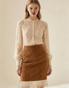 Jupe crayon en tricot effet daim caramel pour femme, séchage rapide, style vintage, longueur genou, décontractée et chic, jupe d'hiver - Product Image 1