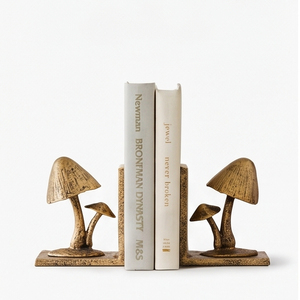 Serre-livres en métal décoratif design champignon, organisateur de bibliothèque rustique pour la maison, le bureau, la bibliothèque, la présentation sur le bureau, la décoration intérieure - Product Image 1
