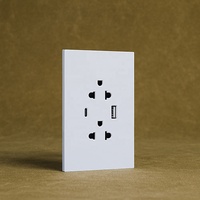 Ultradünne Weiße und Schwarze Südamerikanische Standard-Steckdose aus PC-Material mit Doppel-3-Pol-Stecker und USB Typ-A und Typ-C Anschlüssen für Thailand