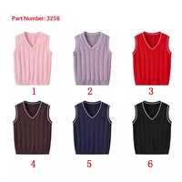 Nouveaux hauts sans manches en tricot torsadé 100 % polyester, style preppy à col en V pour garçons et filles, collection automne/hiver – Vente en gros