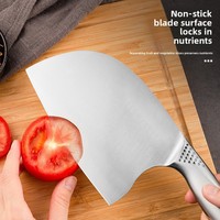 Couteau de Chef Hachoir à Viande en Acier Inoxydable Monobloc à Tête Ronde 155mm Moderne – Vente en Gros Usine, Bestseller TikTok