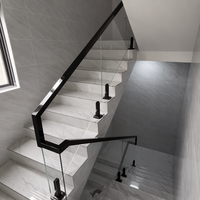 Rampe d'escalier moderne sans cadre en verre trempé, en alliage d'aluminium, avec profilé en U, résistante à la rouille, pour balcon