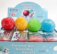 Balle anti-stress souple en TPR de 6 cm, texture litchi multicolore, sensation huile de coco, forme fruit, jouet sensoriel pour soulager le stress