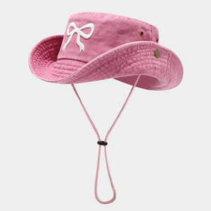 Chapeau de <span class=keywords><strong>pêcheur</strong></span> à large bord Sweet Bow pour femme - Casquette de soleil rose délavée et vieillie pour la randonnée et les activités de plein air, protection UV - Product Image 2