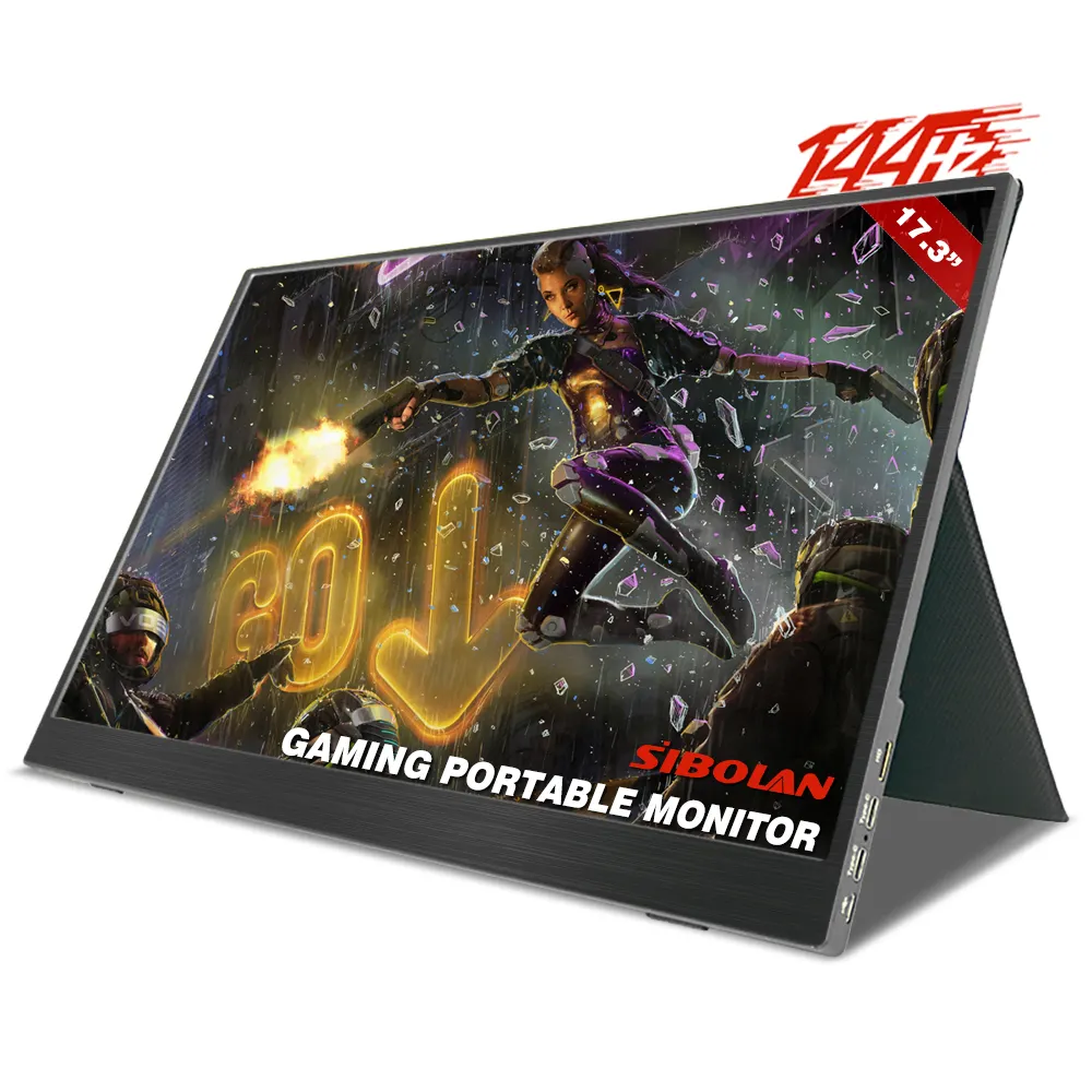 Produsen Grosir 17.3 Inci Monitor Gaming Full HD 1920X1080P 144Hz 3Ms dengan USB Type-c Monitor Portabel untuk PS4 Switch