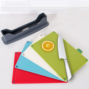 Planche à découper de cuisine Ensemble de 4 pièces <span class=keywords><strong>kit</strong></span> de planche à découper avec support de drainage pour fruits légumes viande - Product Image 4