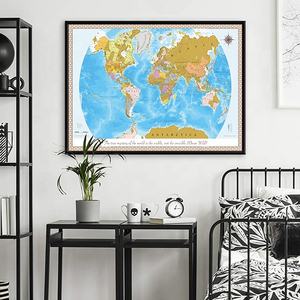 ملصق خريطة عالمية فاخر عالي الجودة باللون الأزرق للخدش مخصص للسفر ديكور المنزل والمكتب مصنوع من الحرف الورقية الممتازة - Product Image 3