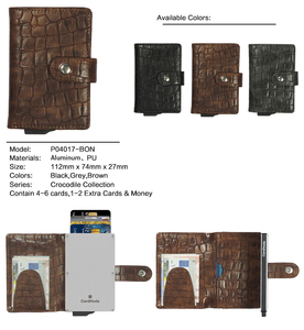 CardHoda Genuine Leather Alligator Pattern Short <b>Wallet</b> <b>RFID</b> Blocking Card Holder Unisex Minimalist Buckle Closure - Product Image 4