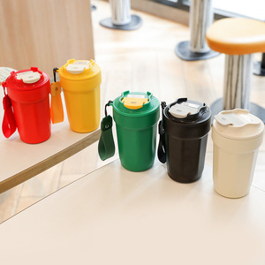 Manufacture Custom Fashion Vacuum Insulated Stainless Steel Travel <b>Coffee</b> Mug with logo Handle Straps - Product Image 2