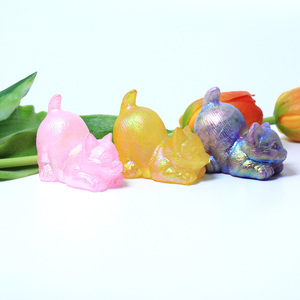 Offres Spéciales poli rose Aura chat Quartz cristal sculpture sculpté à la main pour artisanat décoratif et cadeaux avec mascotte en pierre - Product Image 6