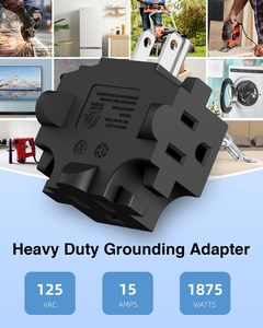 Adaptateur de mise à la terre K KASONIC FL-JC71 à 3 prises, rallonge multiprise en plastique, séparateur de courant 15A [Homologué ETL] Haute résistance - Product Image 6