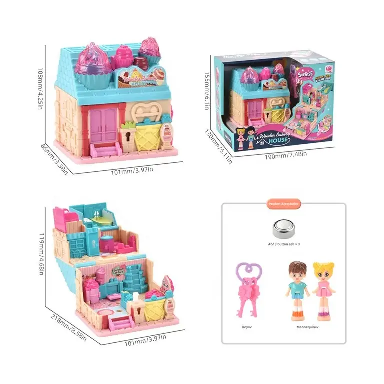 New Hot Sale Crianças Meninas Miniatura Princesa Plástico Play House Toy Doll House Dollhouse