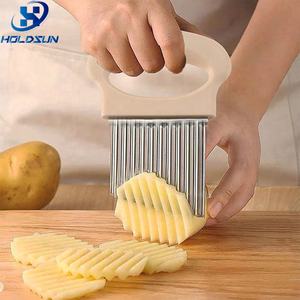 Изготовленный на заказ цвет пищевой нержавеющей стали ручной волнистый нож для картофельных чипсов фреза с удобной эргономичной ручкой - Product Image 2