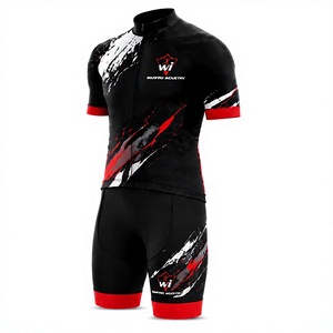 Ensemble de vêtements de cyclisme pour hommes de haute qualité, maillot de vélo à manches courtes et short à bretelles rembourrés pour le cyclisme sur route, option 3 : - Product Image 1