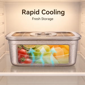 Rapid Cooling <b>Metal</b> Food Container Rectangle Fresh Storage <b>Lunch</b> <b>Box</b> Modern Design Fruit Pattern - Product Image 1