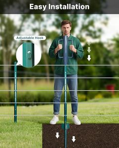 10 Pack Metal U <b>Fence</b> Posts <b>for</b> Wire <b>Fence</b> Adjustable Brackets <b>Garden</b> Stakes <b>for</b> Animal Control and Driveway Marking - Product Image 3