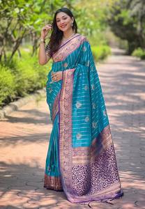 Nouvelle collection de sarees en soie douce et élégante pour les fêtes et les mariages, sarees en soie disponibles en gros en provenance d'Inde - Product Image 6