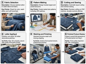 Felpa con <span class=keywords><strong>Cappuccio</strong></span> Personalizzata da Uomo in Cotone 100% con Effetto Acid Wash e Patch Ricamate, Vestibilità Oversize, Stampa Digitale - Product Image 6