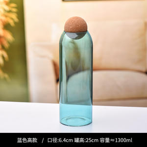 Kustomisasi 450ml 1300ml stoples penyimpanan kaca borosilikat tinggi gabus untuk tutup bola Amber biru untuk makanan untuk biji kopi - Product Image 3