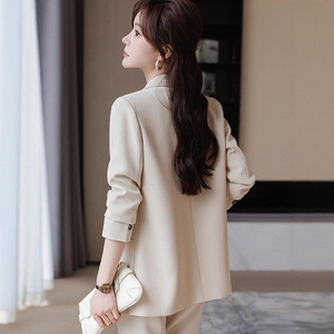 Women's Suit <b>Set</b> Loose Fit Two Piece <b>Office</b> Lady Style Three Quarter Sleeve Anti Wrinkle Business Leisure Wear - Product Image 4