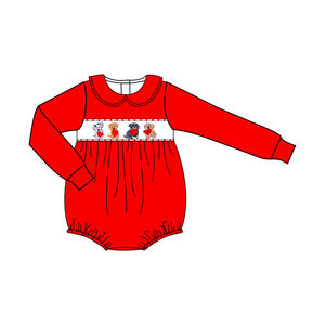 LR2853 Ensemble barboteuse sans manches pour enfant fille, motif cœur de chiot rouge, collection Saint-Valentin, vente en gros - Product Image 1